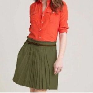 J. Crew Sidewalk Linen Pleated Skirt beige color size 2